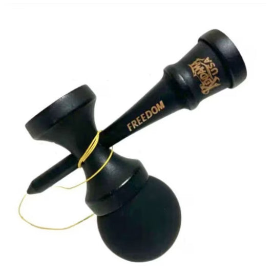 Kendama USA Freedom – Minge cu prindere din cauciuc, Ediție complet neagră, Model Freedom, Lemn Premium
