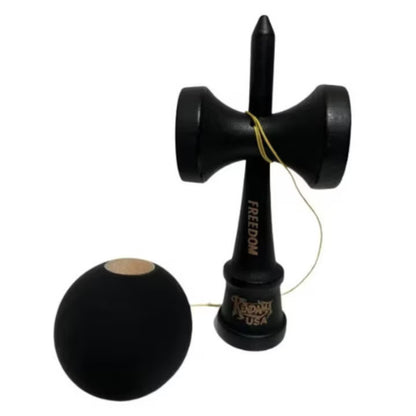 Kendama USA Freedom – Minge cu prindere din cauciuc, Ediție complet neagră, Model Freedom, Lemn Premium